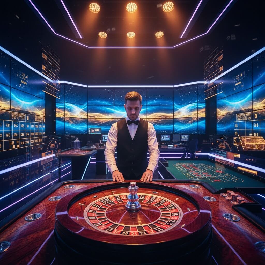 Live roulette dengan dealer profesional dan meja kasino digital